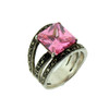 Sterling silver Marcasite and pink CZ ring.