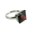 Red square CZ sterling silver ring. 