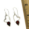 Red Garnet Heart Earrings Faceted Teardrop Dangle Sterling Silver