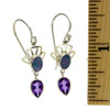 Blue Opal dangle earrings sterling silver with ruler. 