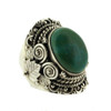 Green Blue Turquoise Ring Sterling Silver Size 7.5 Gemstone Bali Detail Design