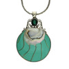 Large shell pendant with green Quartz . 