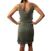 Back side olive stonewashed super soft tank dress with lace bottom.