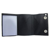American flag screened on black leather trifold wallet inside view.