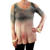 TParty thermal waffle fabric cold shoulder lightweight sweater.