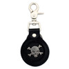 Black leather skull and crossbones key chain.