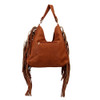 Large Brown Rust Bohemian Fringe Purse Faux Leather Hobo