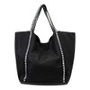 2 Purses 1 Large Black Faux Leather Tote Bag with Small Shoulder Bag