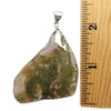 Green Moss Agate silver pendant with ruler. 