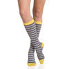 Women's Nylon Knee High Compression Socks Grey White Stripes