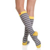 Women's Nylon Knee High Compression Socks Grey White Stripes