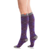 Purple Argyle Compression Knee High Socks