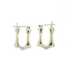 Oblong shaped sterling silver hoop earrings.