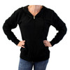 Black zipper hoodie sweatshirt with cross and wings.
