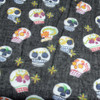 Black Scarf  or Sarong with Small Day of the Dead Skulls Design