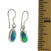 Small Simple Blue Green Opal Dangle Earrings Sterling Silver Jewelry