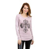 Women's Vocal Pink Shirt Long Sleeve Embellished Cross Design