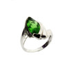 Marquise Shaped Green Helenite and CZ Sterling Silver Ring