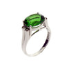 Oval Faceted Green Helenite and CZ Sterling Silver Ring