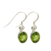 Faceted Green Oval Peridot Dangle Earrings Sterling Silver