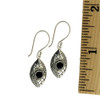 Sterling Silver Black Onyx Dangle Earrings with ruler. 