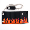 Men's flame wallet with chain front side open with chain. 