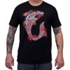 Shark by Adi Men's Black Tattoo Tee Shirt Tattooed Ocean Predator