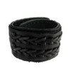 Black Cuff Leather Bracelet with Woven Braid Detail