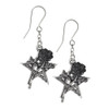 Alchemy Gothic Ruah Vered Pentagram Star Rose Dangle Earrings Pewter Jewelry E402