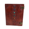 Seven Chakra Stone Embossed Leather Journal Book Diary Sketch Notebook front view. 