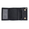 Men's Wallet Black Leather Biker Chain Trifold Silver Metal Iron Crosses