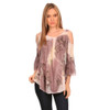 Women's Abstract Floral Print 3/4 Sleeve Shirt with Cold Shoulder