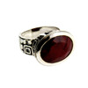 Red Raw Ruby Faceted Cut Sterling Silver Ring
