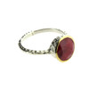 Round Red Raw Ruby Faceted Cut Sterling Silver Ring Gold Plated Edge