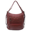 The Lisa Convertible Backpack Crossbody Purse Burgundy