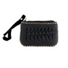 Small Black Leather Coin Purse or Wristlet