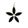 Black Onyx Flower Design Sterling Silver Pendant