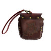 Brown Leather Owl Wristlet or  Coin Purse with Strap