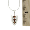Faceted sterling silver three round red Garnet pendant with a ruler. 