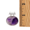 Oval Amethyst sterling silver pendant with a ruler. 