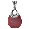 Sterling Silver Pear Shaped Pendant with Red Coral