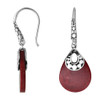 Sterling Silver Pear Shaped Dangle Earrings with Red Coral