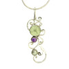 Sterling Silver Green Quartz Amethyst and Pearl Pendant