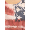 Women's American Flag Print 3/4 Sleeve Shirt with Cold Shoulder