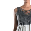 Women's Tank Top Tunic White and Gray with Lace Detail by TParty