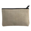 Small Linen Zippered Makeup Bag back view