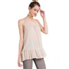 Natural Light Tan Flowy Semi Sheer Ruffled Cami Tunic