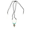 Alloy leaf and turquoise Howlite beaded adjustable necklace. 