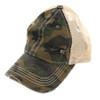 Olive green camouflage mesh baseball cap. 