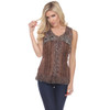 Brown Corset Style Lace Up Tank Top